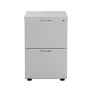 White Essentials wooden filing cabinet by TC with multiple drawers, front view showing smooth finish and sturdy construction.