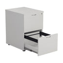 White Essentials wooden filing cabinet by TC, open front view showing multiple drawers and sturdy construction.