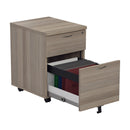 Grey oak TC Mobile Pedestal with two drawers, compact office storage unit on casters, from TC.