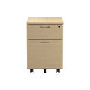 TC Mobile Pedestal in maple finish with two drawers, ideal for office storage and organization.