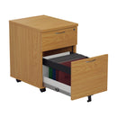 TC Mobile Pedestal in Nova Oak with two drawers, compact storage unit for office or home workspace.