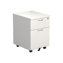 Front view of TC Mobile Pedestal in white with multiple drawers, designed for office storage and organization.