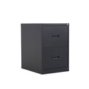 Black TC Steel Filing Cabinet with multiple drawers, front view showing sturdy metal construction and sleek black finish.