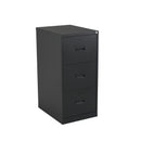 Black TC Steel Filing Cabinet with multiple drawers, front view showing sturdy metal construction and sleek design.