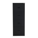 Black TC Steel Filing Cabinet with multiple drawers, front view showing sleek metal design and sturdy construction.