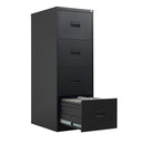 Black TC Steel Filing Cabinet with open drawers, showcasing multiple filing compartments and sleek metal design.