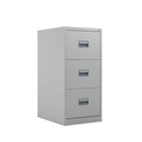 Grey TC Steel Filing Cabinet with multiple drawers, front view showing sturdy metal construction and modern design.