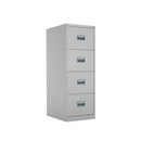 Grey TC Steel Filing Cabinet with multiple drawers, front view showing sturdy metal construction and sleek design.