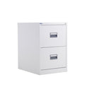 White TC Steel Filing Cabinet with multiple drawers, front view showing sturdy metal construction and sleek design.
