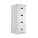 White TC Steel Filing Cabinet with multiple drawers, front view showing sturdy metal construction and sleek design.