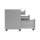 Side view of the TC 3 Drawer Under Desk Steel Pedestal in silver, showcasing its compact design and sturdy metal construction.