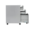 Steel TC 3 Drawer Under Desk Pedestal in silver with sleek design and sturdy construction, ideal for office storage.