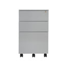 Steel TC 3-drawer under desk pedestal in silver, showing front view with handles and smooth finish for office storage.