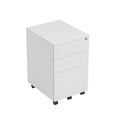 Front view of TC white 3-drawer under desk steel pedestal with sleek design and sturdy construction.