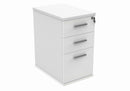 Front view of the TC Core Desk High Pedestal in Arctic White, showing sleek design and multiple storage drawers.