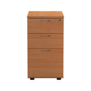 Front view of TC Essentials Desk High Pedestal in beech wood, featuring multiple storage drawers for office organization.