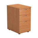 Front view of TC Essentials Desk High Pedestal in beech wood, featuring multiple storage drawers for office organization.