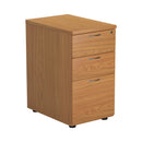 Front view of the TC Essentials Desk High Pedestal in Nova Oak, featuring multiple storage drawers and a sleek modern design.