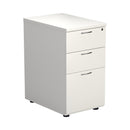 White Essentials Desk High Pedestal by TC with multiple drawers, shown from front view with a clean, modern design.