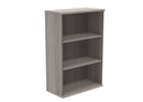 Front view of TC Core wooden bookcase in Alaskan grey oak finish, showcasing multiple shelves and sleek modern design.