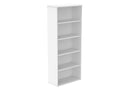 Front view of TC Core Wooden Bookcase in Arctic White, showcasing its sleek wooden shelves and modern design.