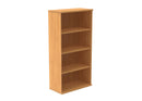 Norwegian beech wooden bookcase by TC with multiple shelves and a sleek, modern design, shown from the front.