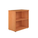 Front view of the TC Essentials Wooden Bookcase in beech finish, featuring multiple shelves for storage and display.