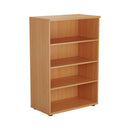 Front view of TC Essentials wooden bookcase in beech finish, showcasing multiple shelves and sturdy design.
