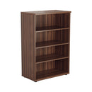 Dark walnut wooden bookcase from TC Essentials, front view highlighting shelves and sturdy construction.