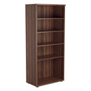 Dark walnut wooden bookcase from TC Essentials with open shelves and clean design, ideal for home or office storage.