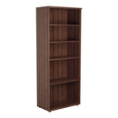 Dark walnut wooden bookcase from TC Essentials with multiple shelves, shown from front view.