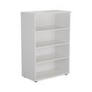 White wooden bookcase from TC Essentials with adjustable shelves and a modern design, shown from the front view.