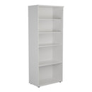 White TC Essentials wooden bookcase with multiple shelves and a modern design, perfect for home or office storage.
