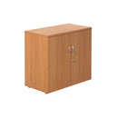 Front view of TC Essentials wooden cupboard in beech finish, featuring a sleek design and storage shelves.