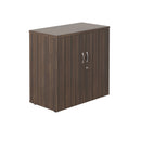 Dark walnut wooden cupboard from TC Essentials with sleek design and storage shelves, shown from the front.