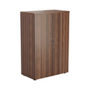 Dark walnut wooden cupboard from TC Essentials with sleek design and sturdy construction, shown from the front view.