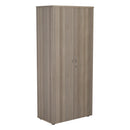 Front view of TC Essentials Wooden Cupboard in grey oak finish, showcasing its sleek design and natural wood grain details.