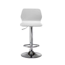 White TC Stork Gas Lift Stool shown from an angled view with a modern design and adjustable height.