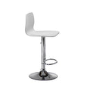 TC Stork Gas Lift Stool with white seat and chrome base, shown from an angle in the image.