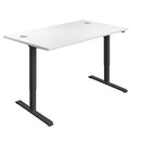 White and black economy single motor sit-stand desk from TC, 1200mm size with adjustable height for ergonomic workspace convenience.