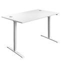 TC Economy Single Motor Sit Stand Desk in white with 1200mm adjustable height and sleek design.