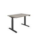 Core Dual Motor Sit Stand Desk in Alaskan Grey Oak by TC, featuring a modern desk with adjustable height and sleek design.