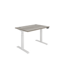Front view of TC Core dual motor sit-stand desk in Alaskan Grey Oak finish, showcasing modern ergonomic office furniture.