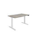Front view of TC Core Dual Motor Sit Stand Desk in Alaskan Grey Oak finish, showing clean lines and adjustable height features.