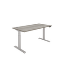 Front view of TC Core Dual Motor Sit Stand Desk in Alaskan Grey Oak with adjustable height and modern design.