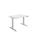 Front view of the TC Core Dual Motor Sit Stand Desk in Arctic White, showing sleek modern design and adjustable height features.