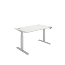 Front view of the TC Core Dual Motor Sit-Stand Desk in Arctic White, showing smooth adjustable height and modern design.