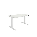 Front view of the TC Core Dual Motor Sit Stand Desk in Arctic White, showing the sleek modern design and adjustable height features.
