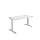 Front view of the TC Core Dual Motor Sit Stand Desk in Arctic White, showing the sleek adjustable height frame and spacious work surface.