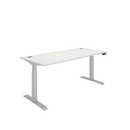 Front view of TC Core Dual Motor Sit Stand Desk in Arctic White, showcasing its modern design and adjustable height features.